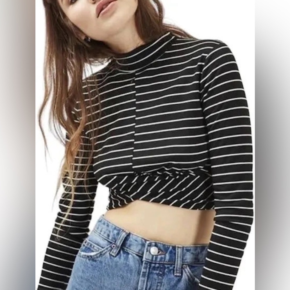 Top Shop Striped Twist Crop Top NWT